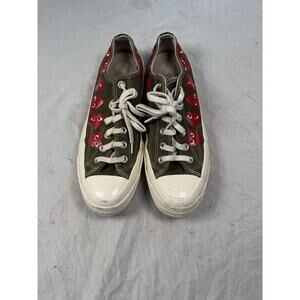 Converse CDG Play Chuck Taylor Low Olive Heart Shoes Mens 8 Sneakers